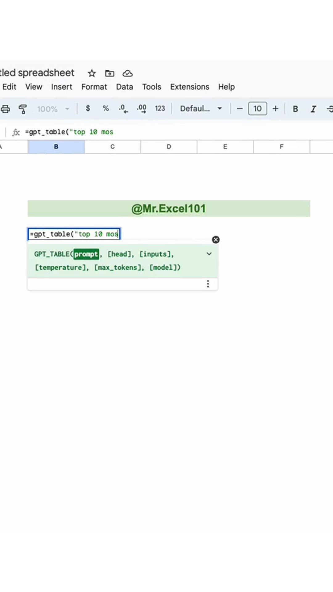 'Video thumbnail for ChatGPT now available on Google Sheet'