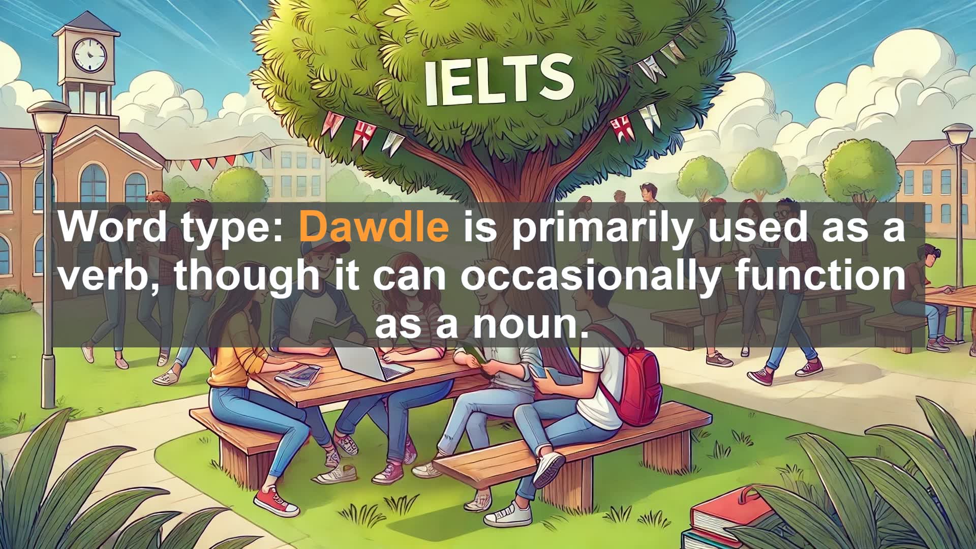 'Video thumbnail for 2000 Must Know IELTS 9.0 Vocabulary - IELTS Vocabulary: Understanding and Using 'Dawdle' for Band 9.0'