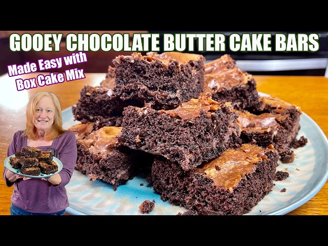 Video thumbnail for GOOEY CHOCOLATE BUTTER CAKE BARS | Dessert made easy with box cake mix & 6 ingredients