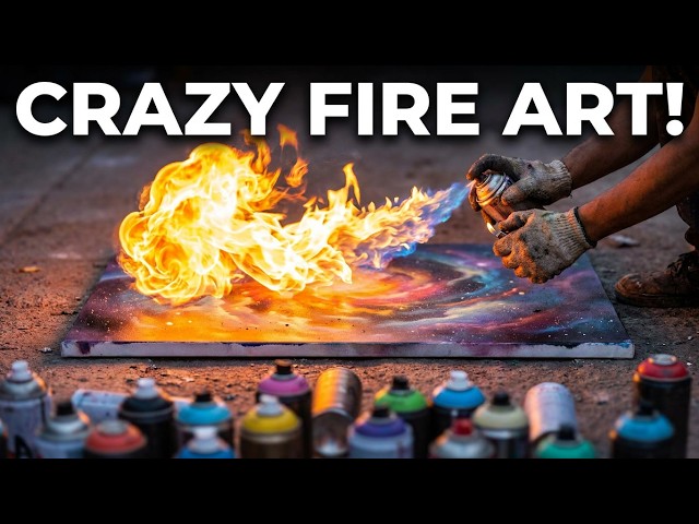 Video thumbnail for Amazing Spray Paint & Fire Art on Canvas! 🔥Street Art