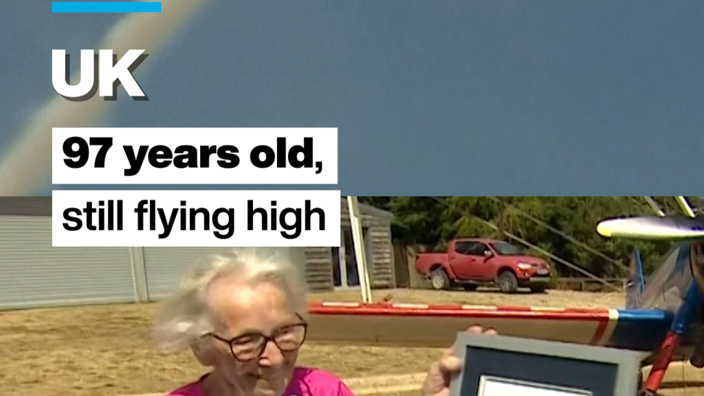 Video thumbnail for UK: 97-year-old woman breaks her own record for oldest wing walker