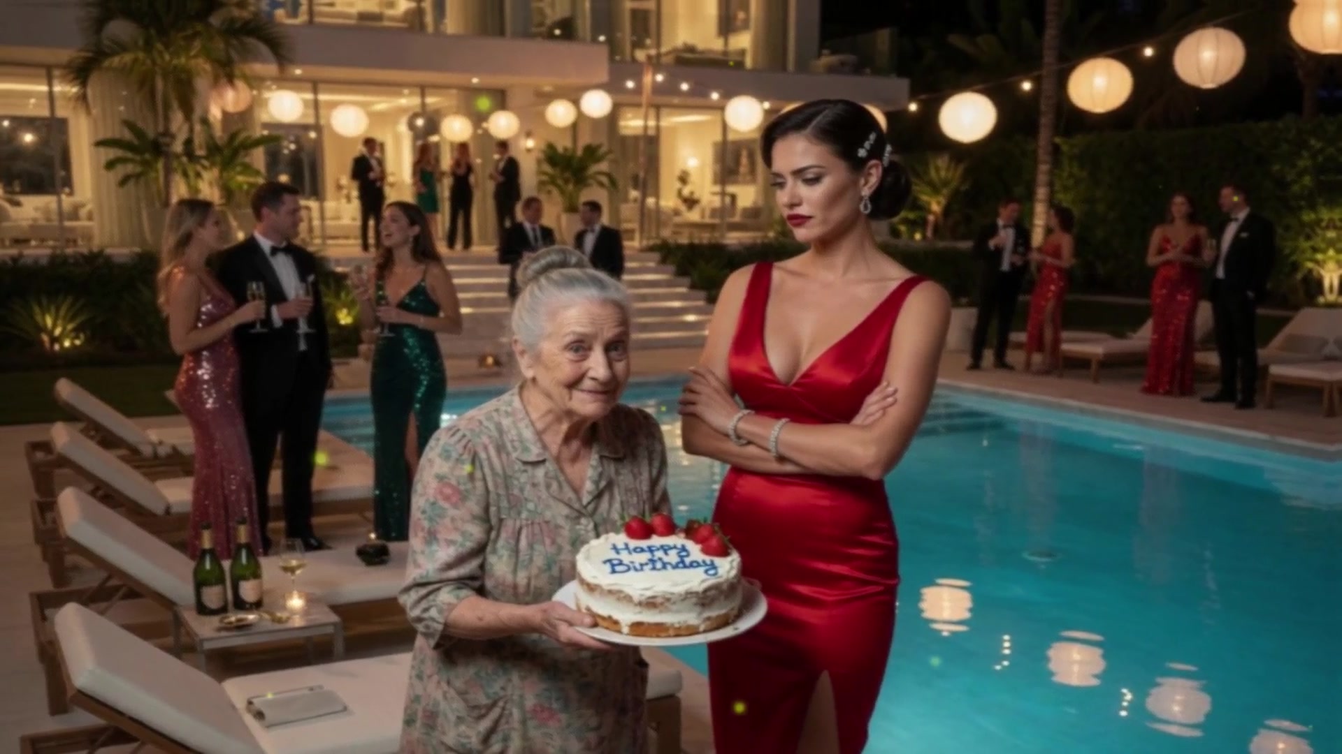 Video thumbnail for "Ela Humilhou Uma Idosa e Jogou Seu Bolo na Piscina… Sem Saber Que Era a Mãe do Dono da Festa!"
