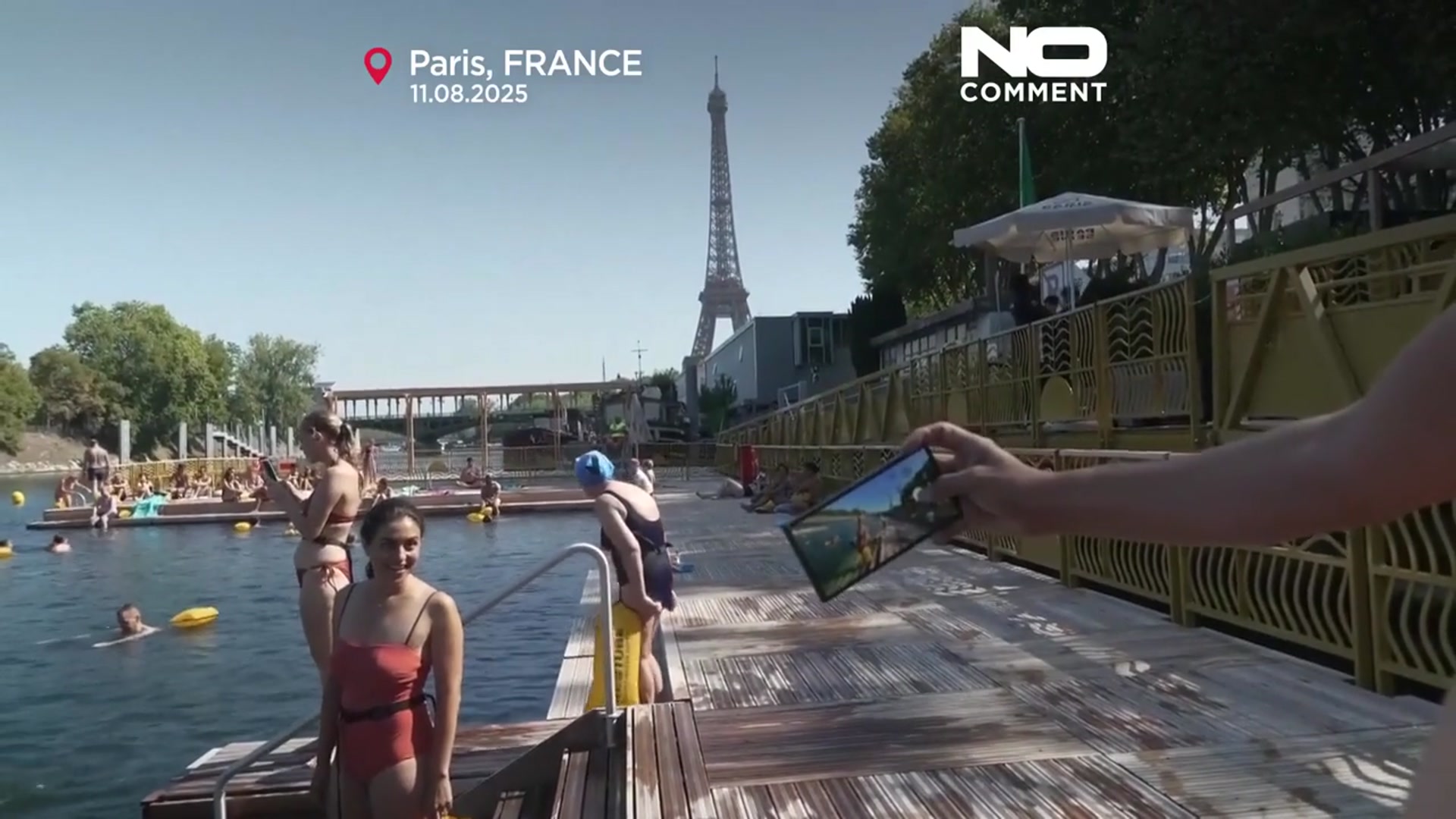 'Video thumbnail for Public swimming in Seine proves popular in French capital'