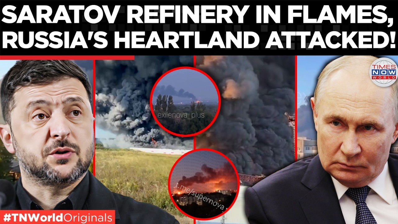 Video thumbnail for SARATOV REFINERY ENGULFED: Ukrainian Drones Strike Rosneft Oil Facility in Russia | Times Now World