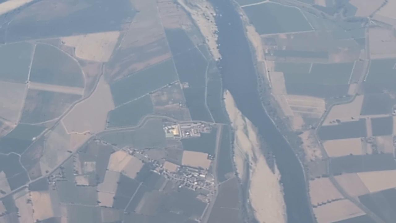 Video thumbnail for Italy: Aerial view reveals severe drying of Po River in Italy.