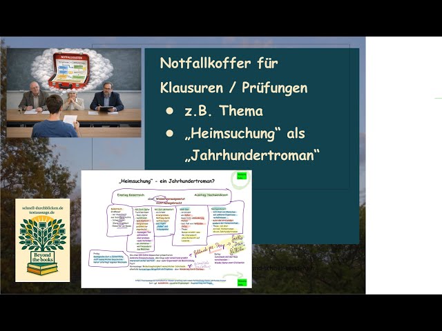Video thumbnail for Notfallkoffer: "Heimsuchung" = Jahrhundertroman? Mit einem Schaubild fit für Klausuren und Prüfungen