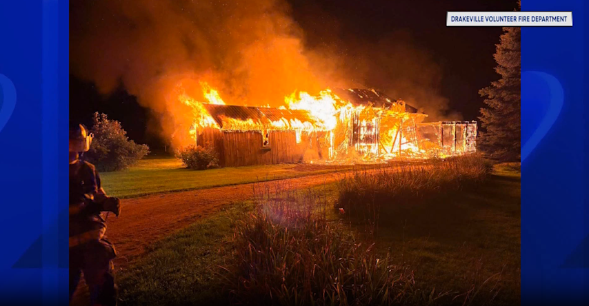 Video thumbnail for Barn goes up in flames in Norfolk