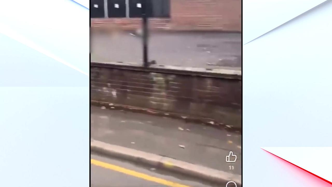 'Video thumbnail for Watch the moment police confront Manchester synagogue attacker: 'Get back, he has a bomb!''