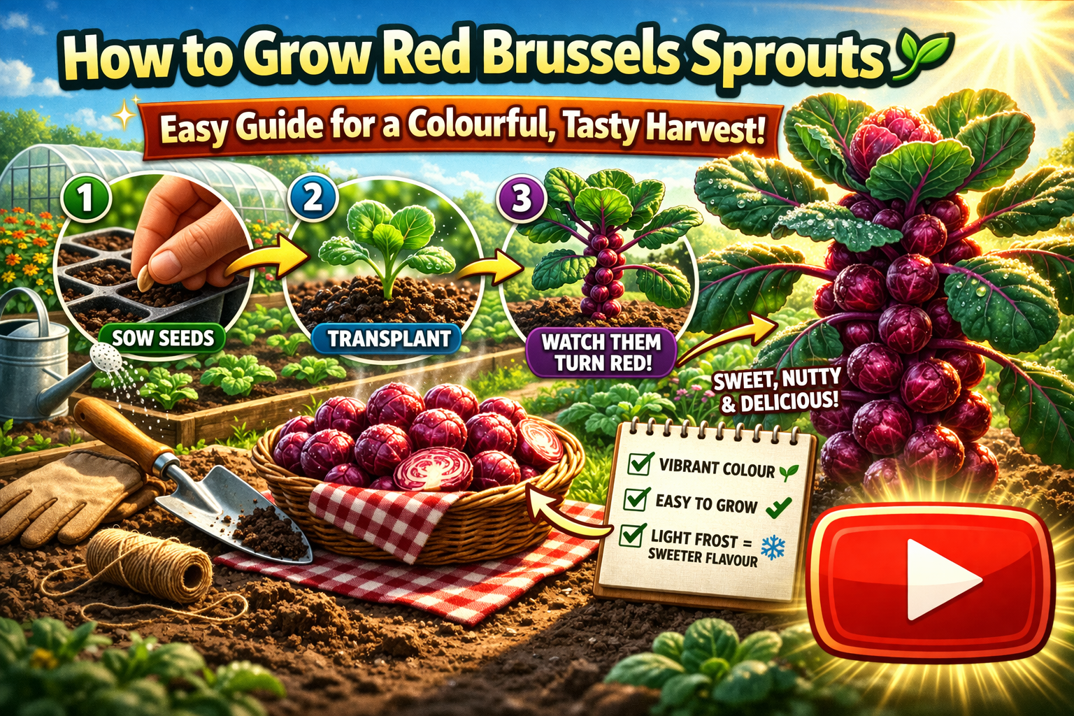 Video thumbnail for How to Grow Red Brussels Sprouts 🌱 Easy Guide for a Colourful, Tasty Harvest!