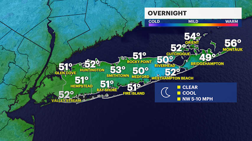 Video thumbnail for Clear and cool overnight on Long Island; Isaias' remnant rain arrives Sunday