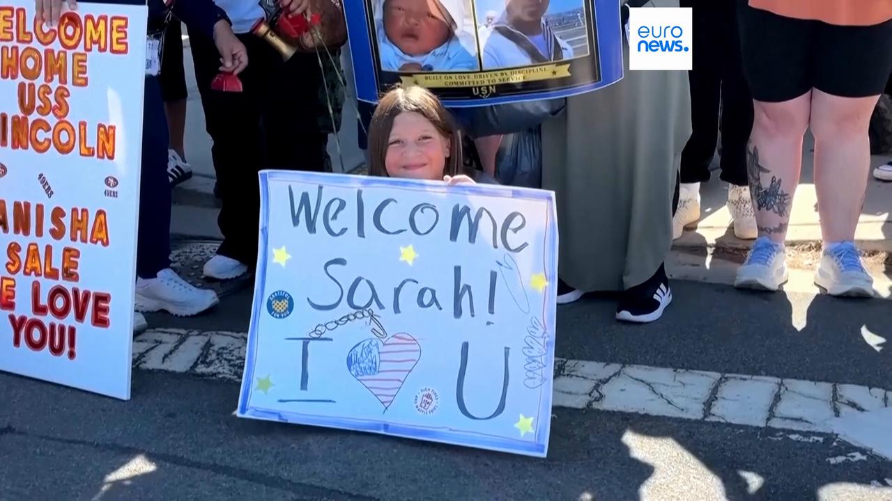 Video thumbnail for US sailors reunite with families as USS Abraham Lincoln returns home
