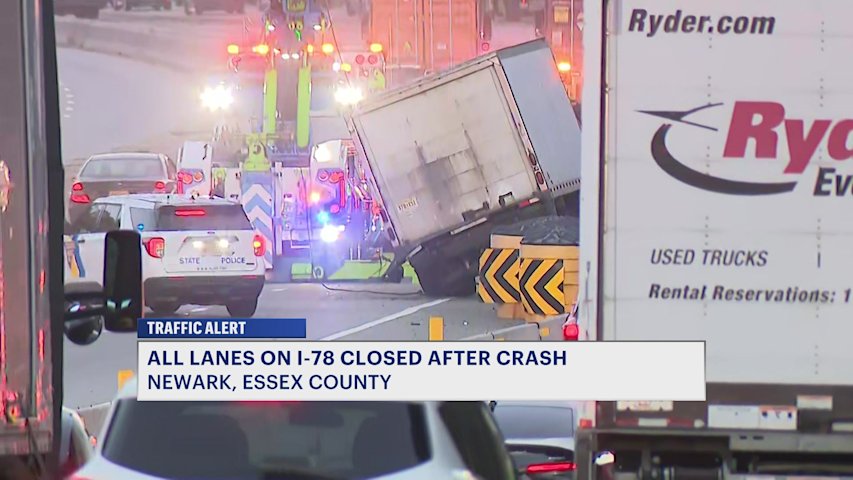 Video thumbnail for Crash snarls morning commute on I-78 in Newark