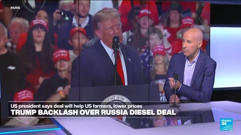 Video thumbnail for Trump’s use of Russian diesel fuel, at Ukraine’s expense, sparks controversy in the US