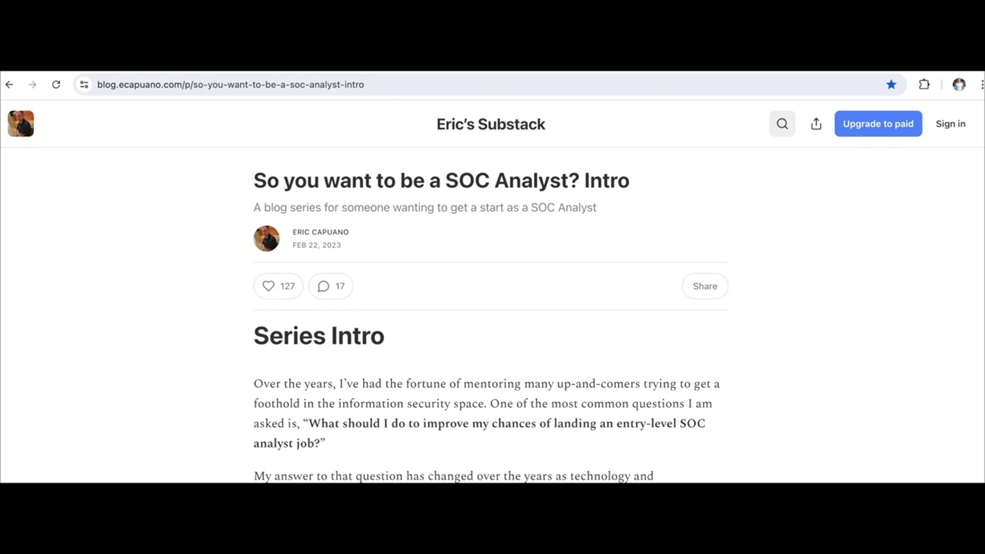 Video thumbnail for So You Want to Be a SOC Analyst? | Part 1: What Does a SOC Analyst Do?