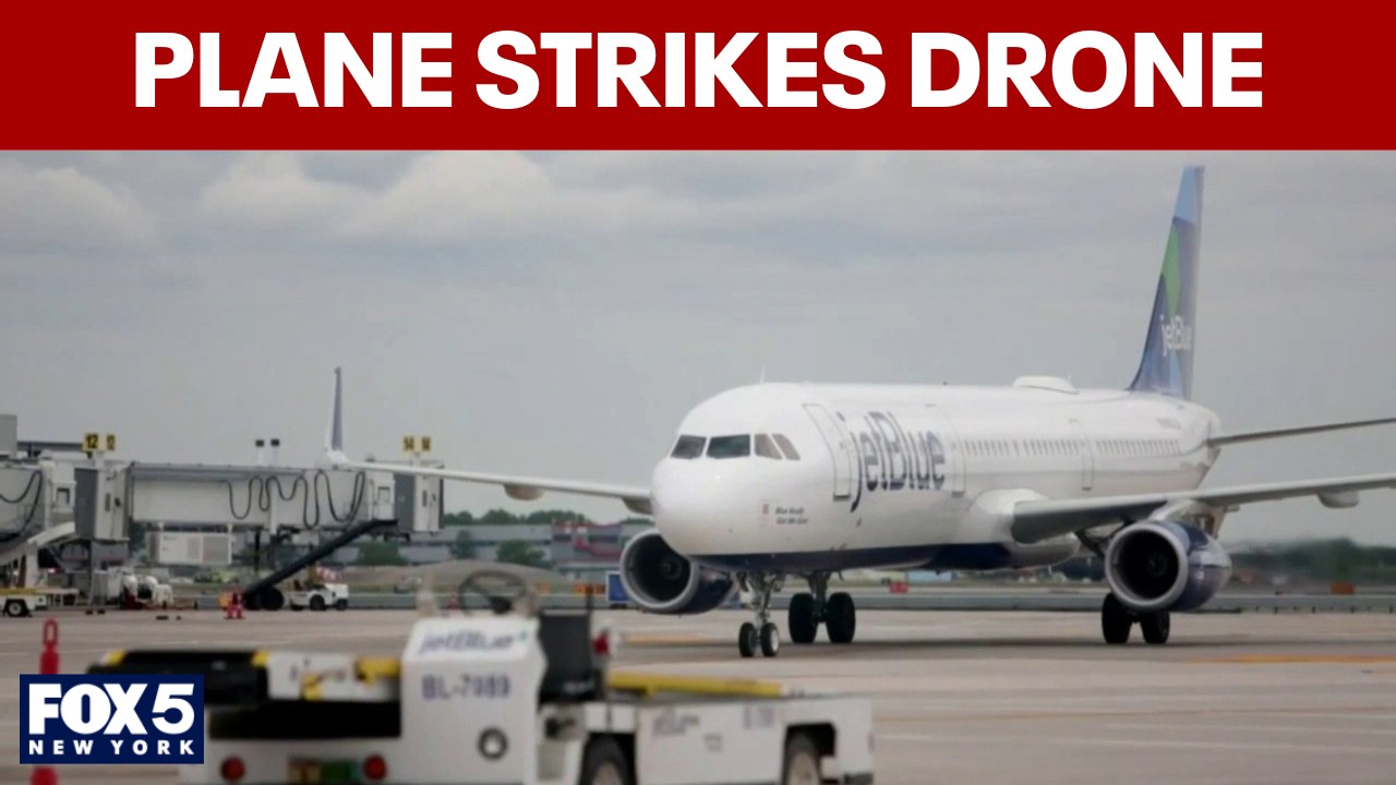 Video thumbnail for JetBlue pilot reports striking drone as flight approached JFK Airport