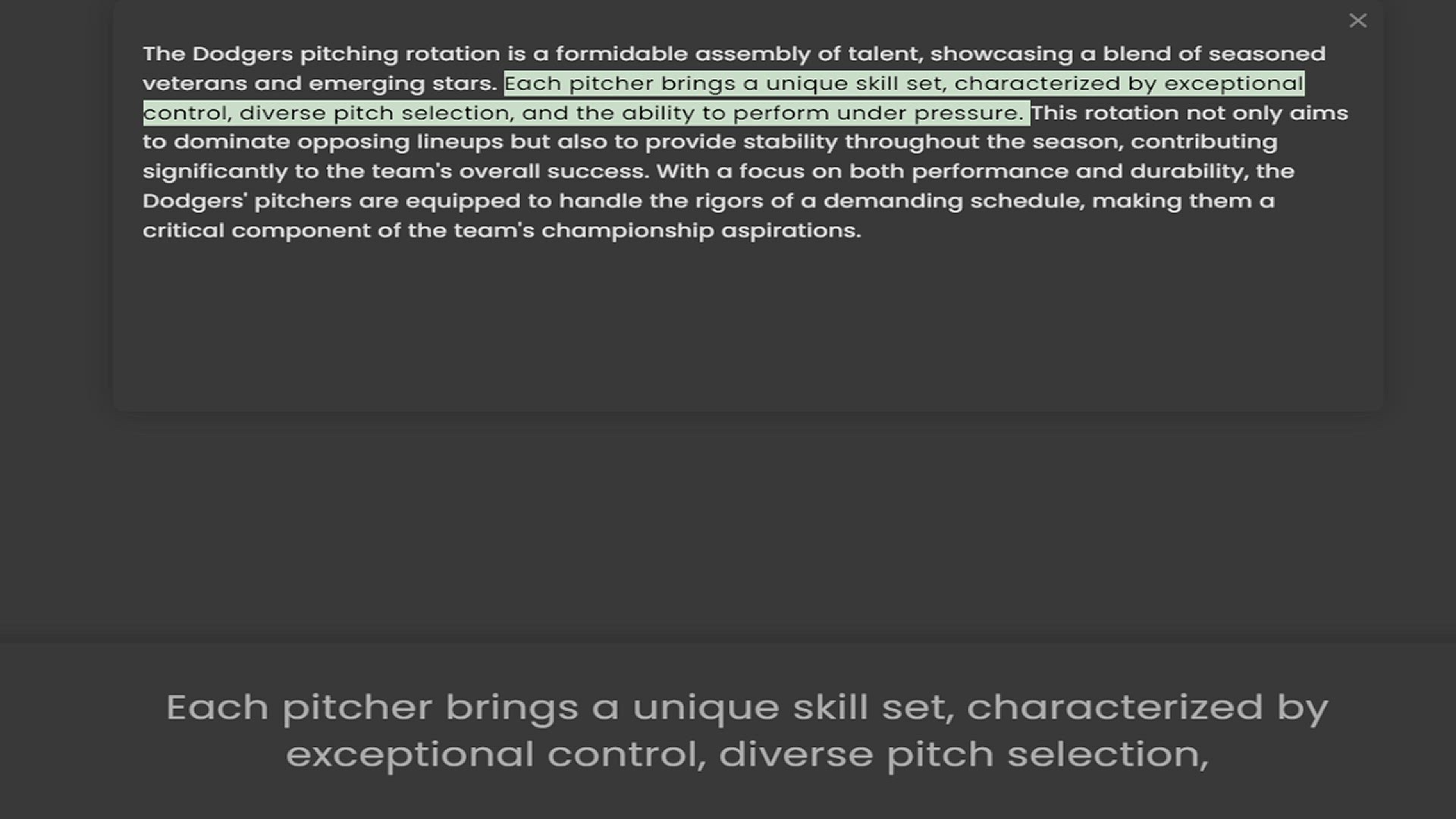 Video thumbnail for The Dodgers pitching rotation is a formidable assembly of talent, showcasing a blend of seasoned veterans and emerging stars. Each pitcher brings a unique skill set, characterized by exceptional control, diverse pitch selection, and the a