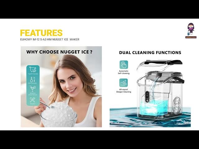 Video thumbnail for EUHOMY IM 12S AZ HM Portable Nugget Ice Maker