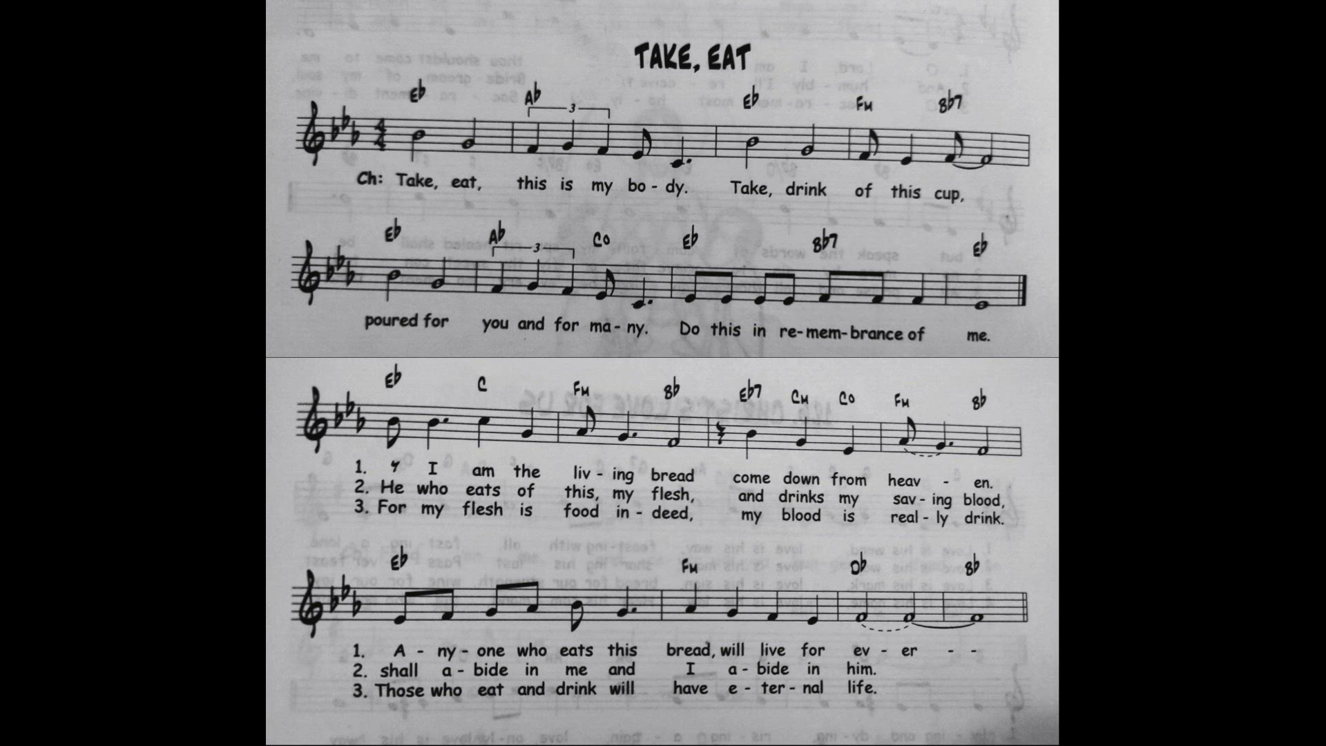 'Video thumbnail for Take Eat - Catholic Mass Song Sheet Music'