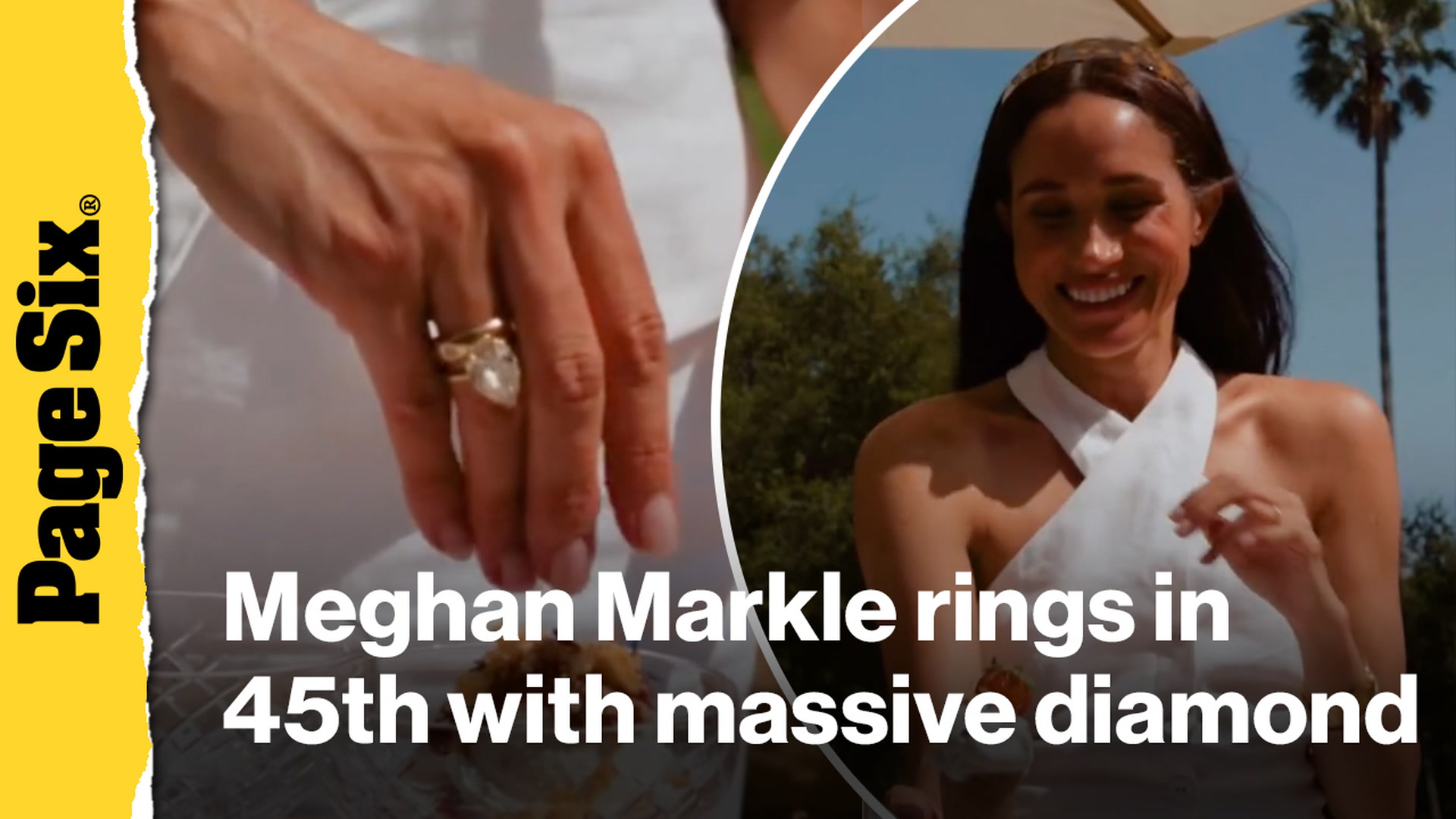 Video thumbnail for Meghan Markle rings in 45th birthday by showing off massive diamond