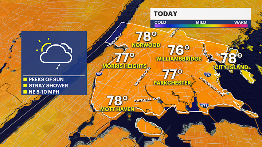 Video thumbnail for Mainly cloudy today, tracking rain this weekend in The Bronx