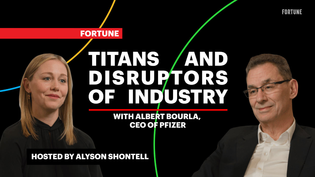 Video thumbnail for Pfizer CEO took on COVID. Now he wants to cure cancer | Titans and Disruptors