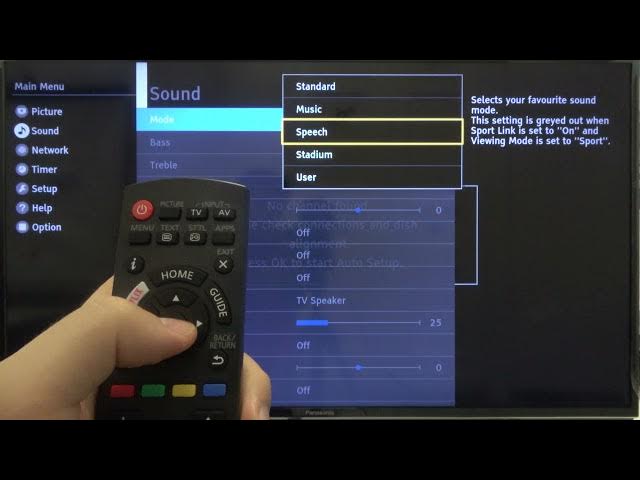 Video thumbnail for How to Set Sound Mode Suited for Music on PANASONIC TV TX-40FS500 40-inch Smart TV - Video Guide