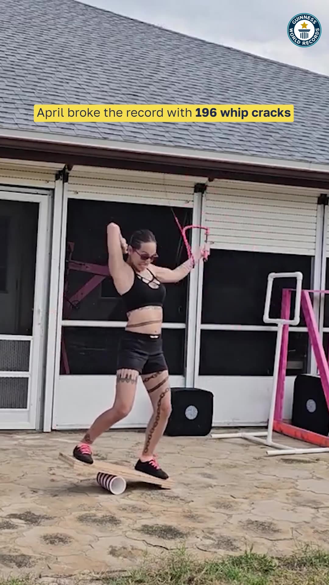 Video thumbnail for Most whip cracks whilst on a balance board in one minute - 196 by April Choi