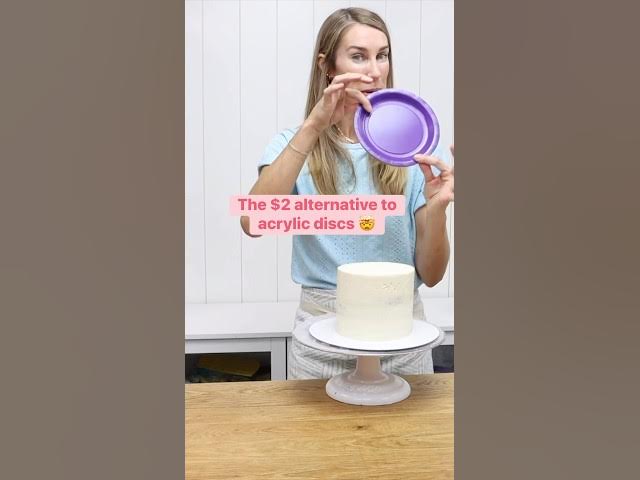 Video thumbnail for If you don't have acrylic discs, stack a few paper plates instead! #cakedecorating #cake