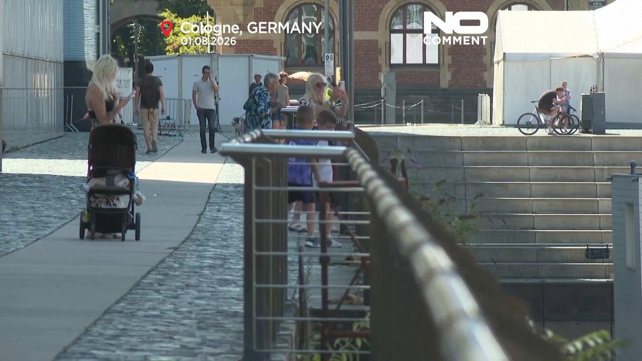Video thumbnail for Rhine River hits record low as drought grips Germany