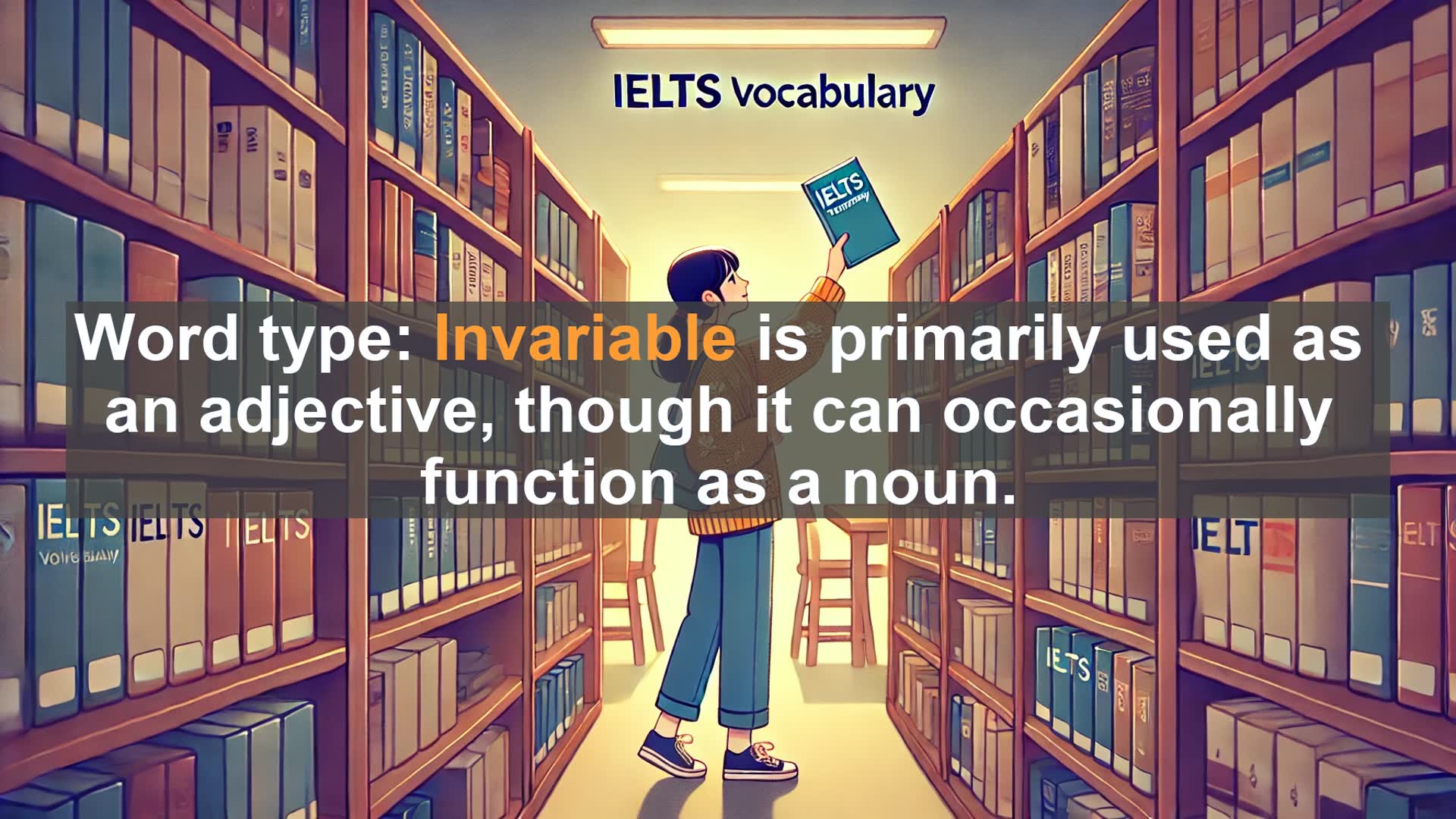 'Video thumbnail for 5000 Must Know IELTS 8.0 Vocabulary - Understanding 'Invariable': A Key Word for IELTS Success'
