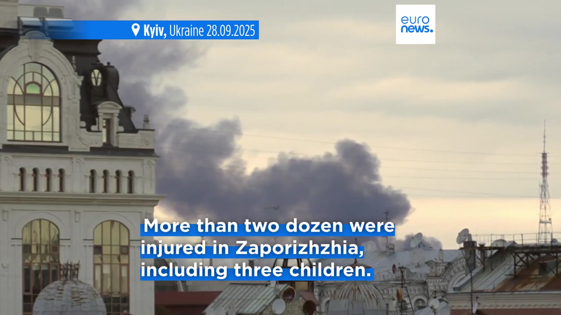 'Video thumbnail for At least four people killed as Russia launches major overnight offensive on the Ukrainian capital'