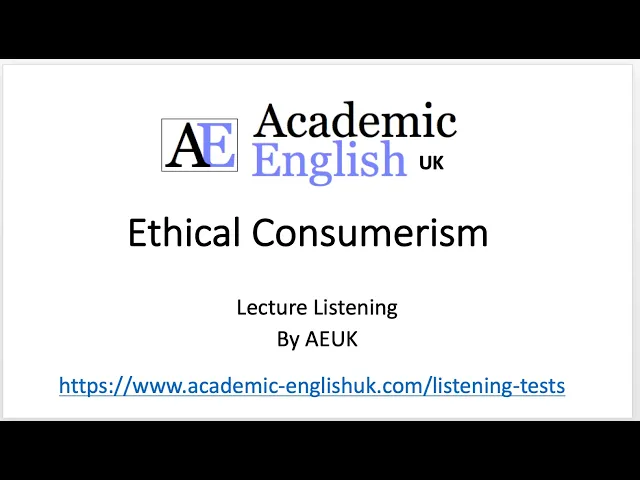 Video thumbnail for Ethical Consumerism Lecture by AEUK