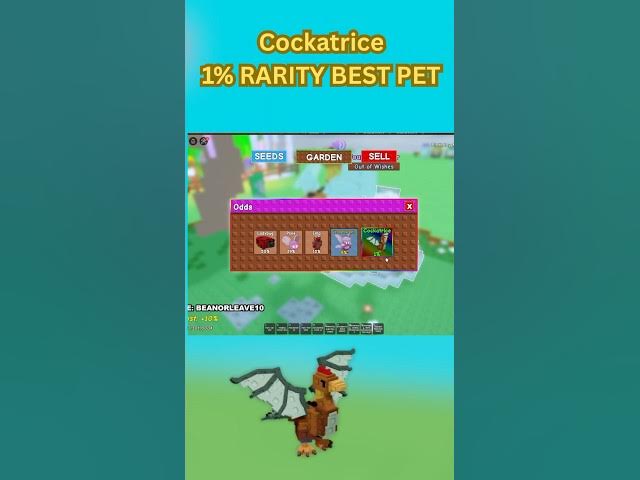 Video thumbnail for Grow A Garden 1% Rarity Cockatrice PET hatched #growagarden #roblox #robloxgames #growagardenroblox