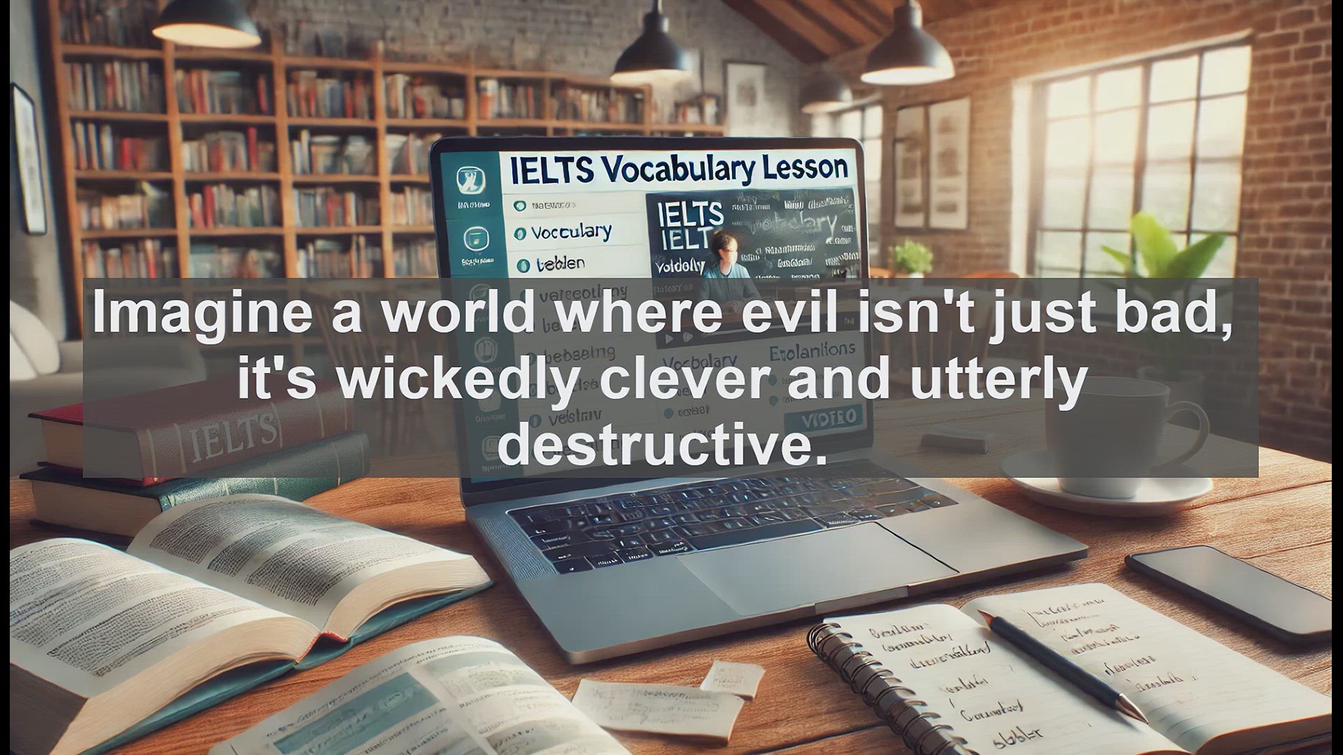 'Video thumbnail for 2000 Must Know IELTS 9.0 Vocabulary - Mastering 'Diabolical': A Powerful Word for IELTS Success'