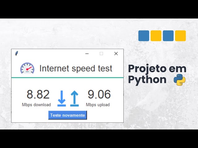 Video thumbnail for Teste a Velocidade da Sua Internet com Python – Projeto Simples e Rápido!