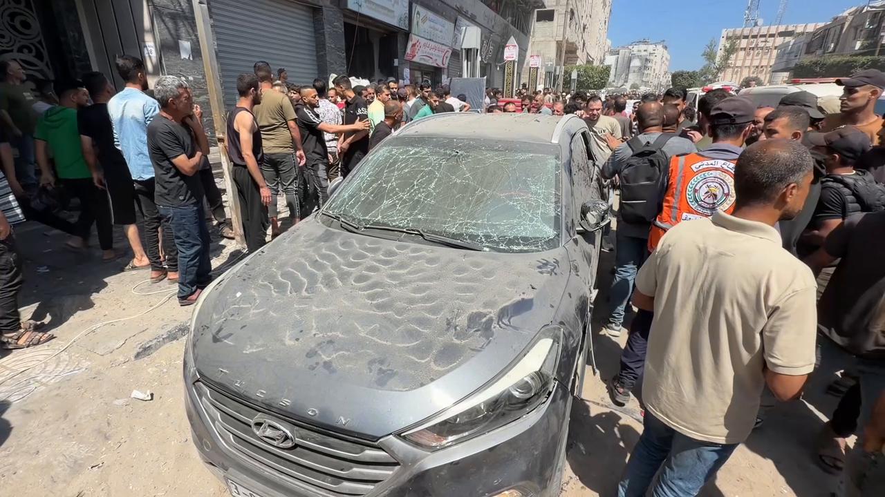 Video thumbnail for Israeli drone strike targets civilian vehicle in Gaza City.