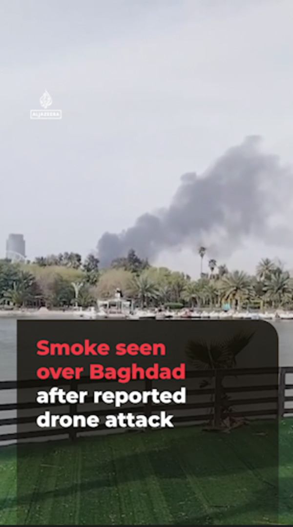 Video thumbnail for Smoke seen over Baghdad after reported drone attack
