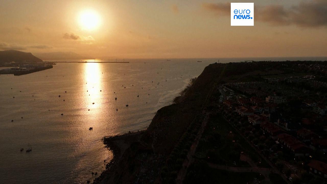 Video thumbnail for Aerial footage captures total solar eclipse over Spain