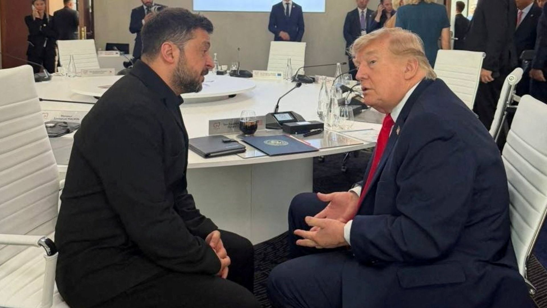 Video thumbnail for Trump says he will push for peace in Ukraine after meeting Zelenskyy at G7