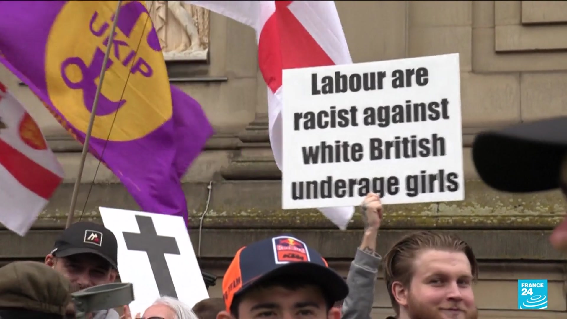 'Video thumbnail for Asylum hotel protesters met by counter-demonstrators across UK'