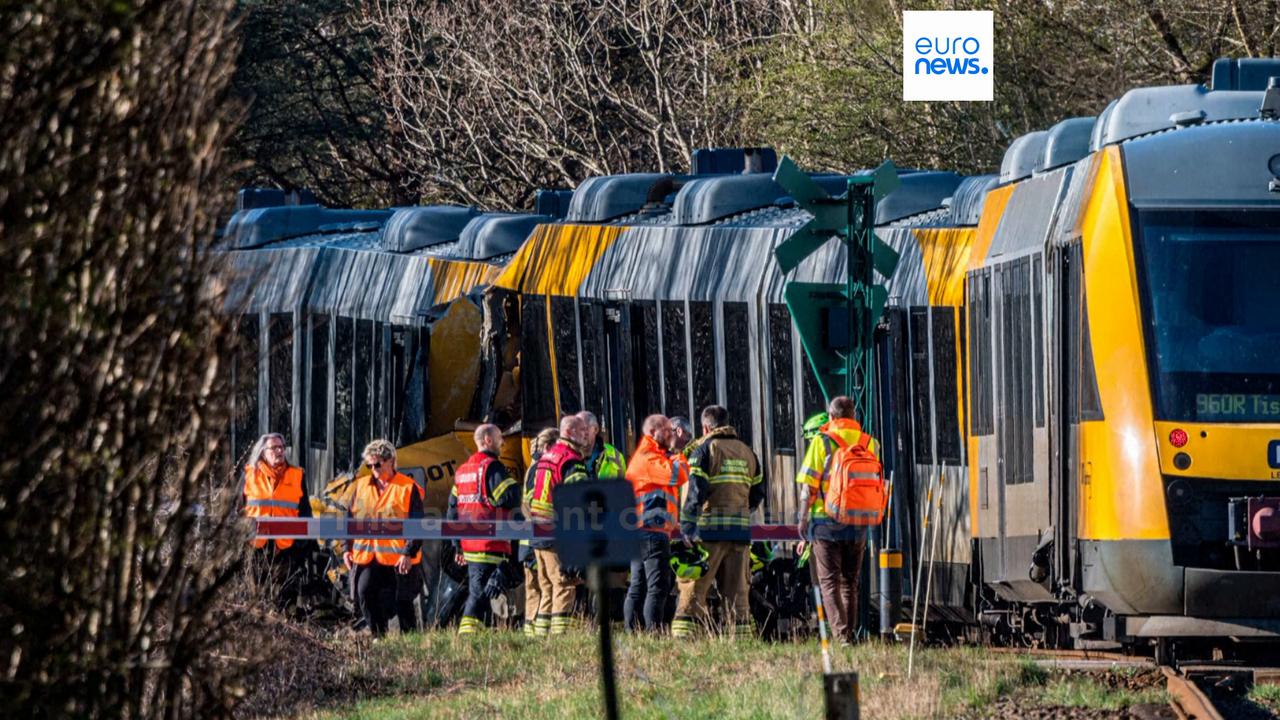 Video thumbnail for Two passenger trains collide in Denmark, leaving 17 injured