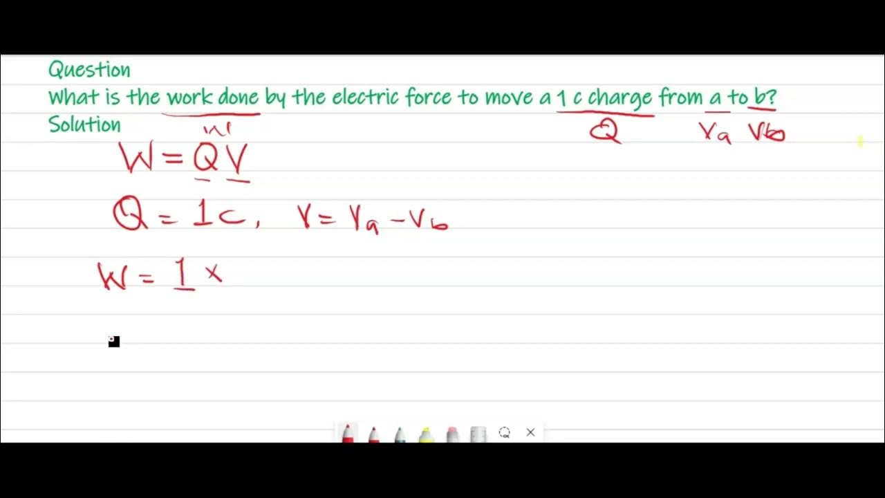 'Video thumbnail for What is the work done by the electric force to move a 1 c charge from a to b?'