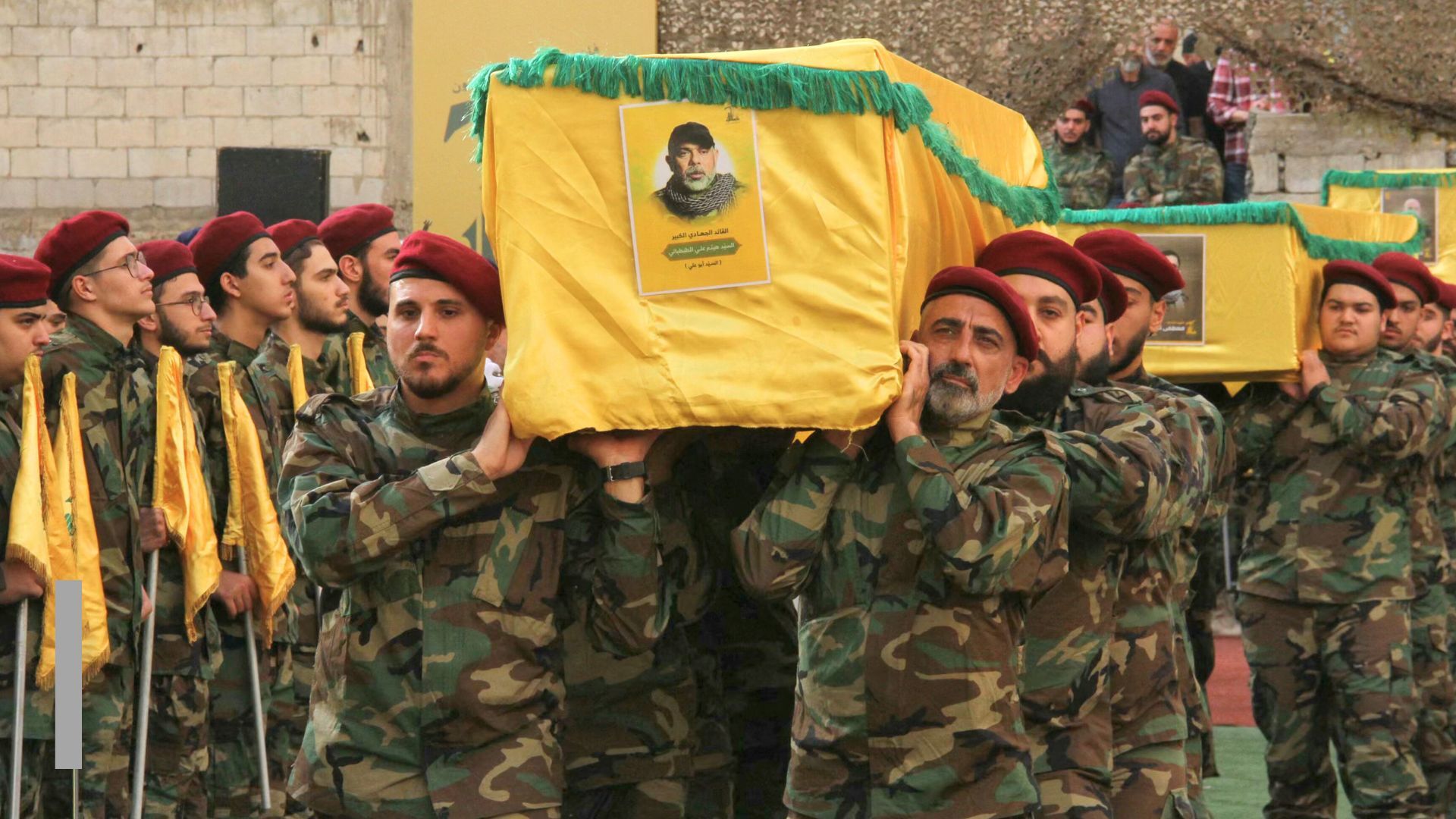 Video thumbnail for Funeral held in Lebanon for Hezbollah commander killed in Israeli strike