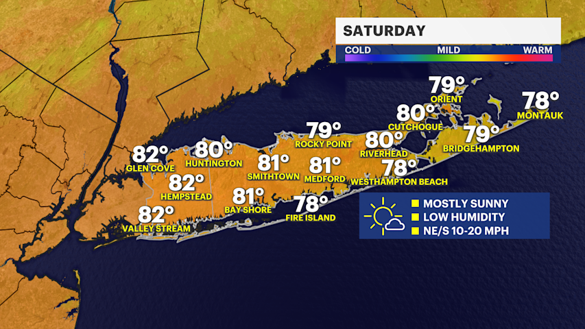Video thumbnail for Beautiful Saturday across Long Island; scattered rain chance returns Sunday p.m.