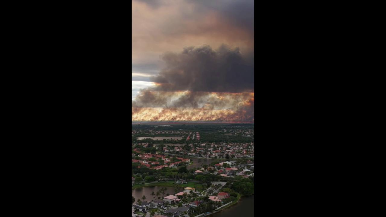 Video thumbnail for Florida: Drone Video Of Everglades Wildfire.