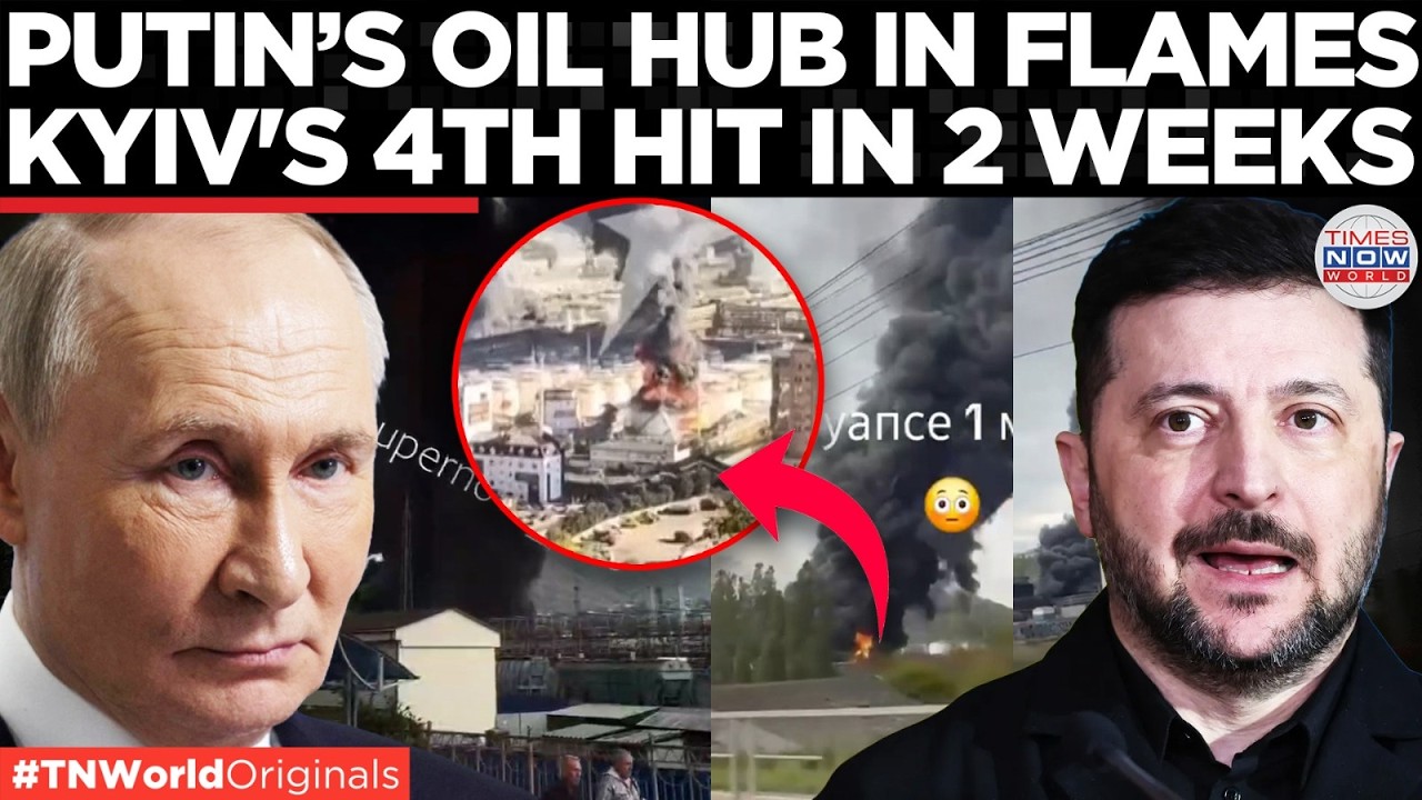 Video thumbnail for DRAMATIC FIREBALL! Moments Shows Russia’s Tuapse oil refinery hit by Ukraine, 4th strike in 2 Weeks