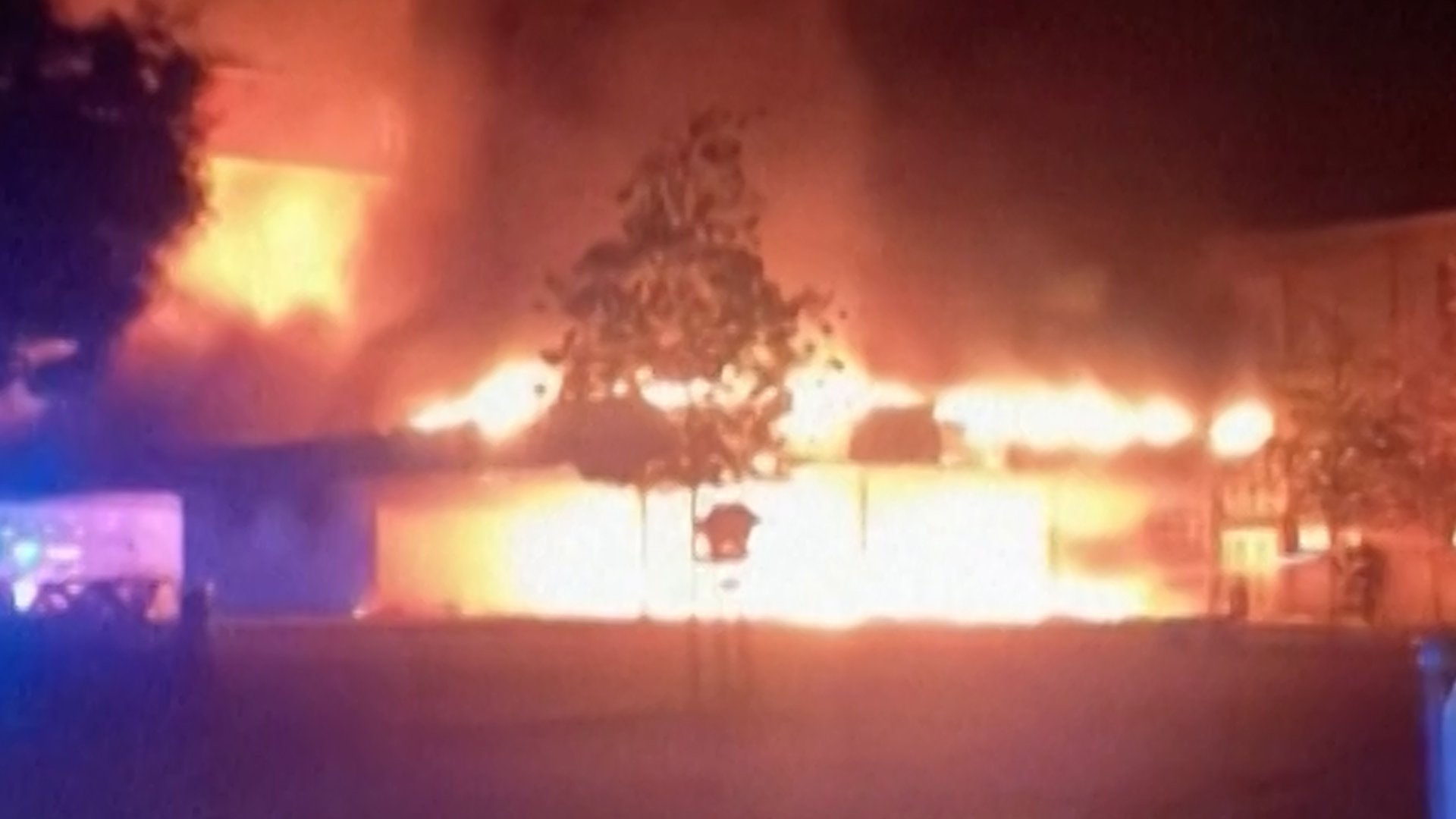 Video thumbnail for French high school engulfed in flames as student protests continue