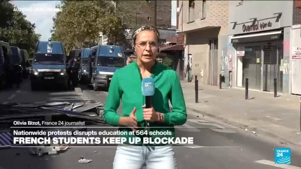 Video thumbnail for 'Apocalyptic scenes' as France school protests escalate