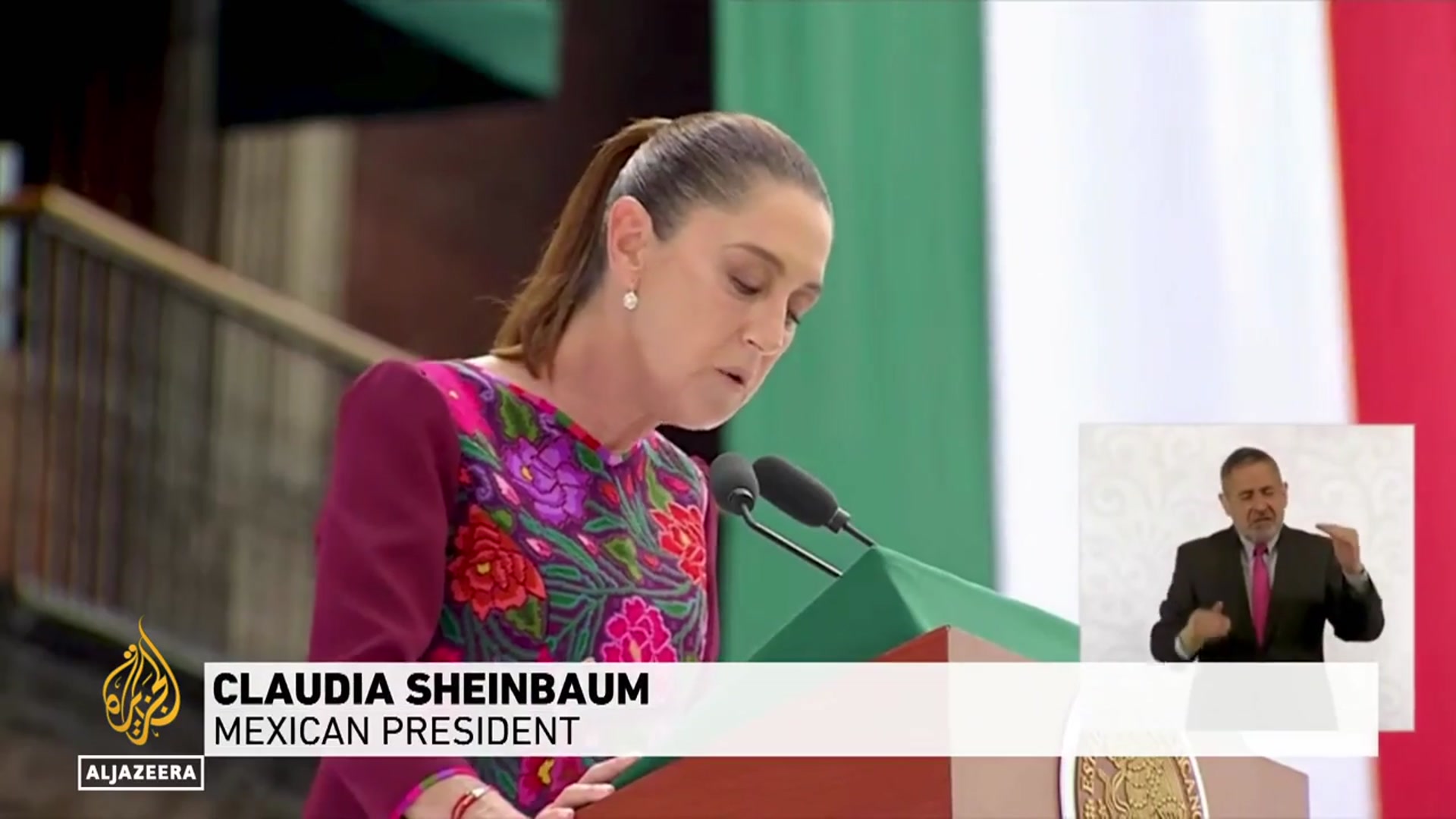 'Video thumbnail for Mexico’s President Sheinbaum marks first year in office with high approval ratings'