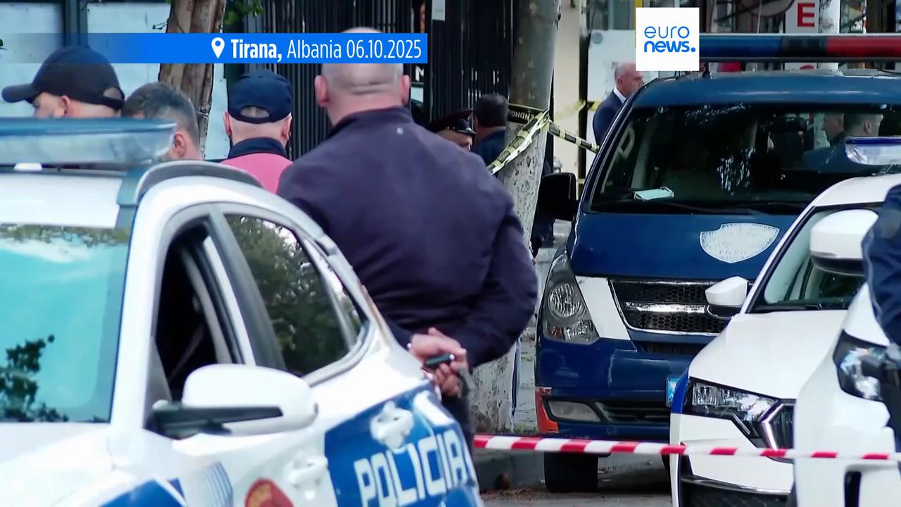 'Video thumbnail for Man on trial in Albania kills judge in Tirana courtroom shooting'